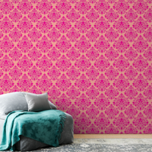papel de parede arabesco rosa magenta