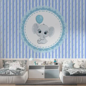 papel de parede infantil elefantinho com balão