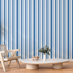 papel de parede listrado azul e branco