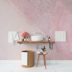 papel de parede mármore rosa banheiro