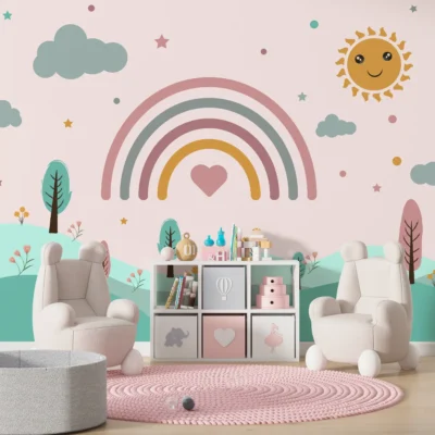 Papel de Parede Mural Infantil Arco-Íris Encantado