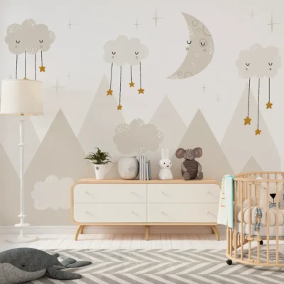 Papel de Parede Mural Infantil Noite Estrelada