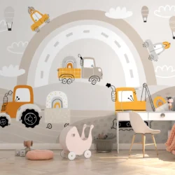 Papel de Parede Mural Infantil Transporte Lúdico