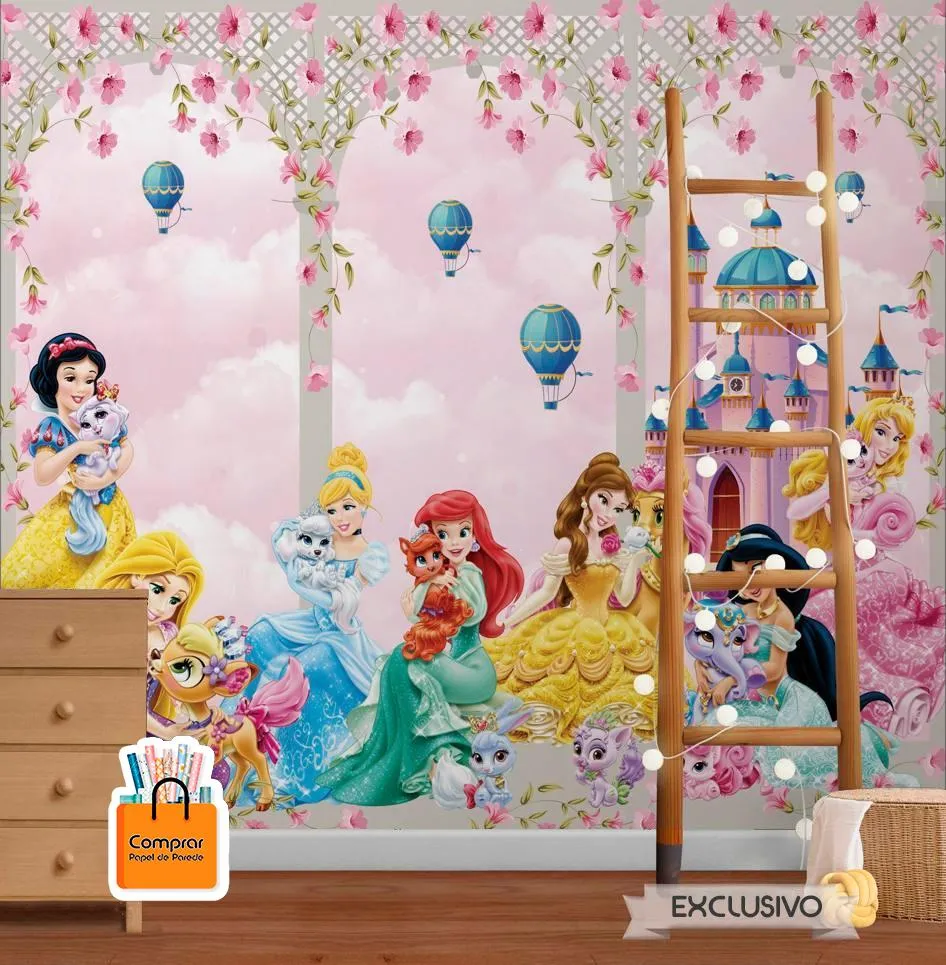 papel de parede princesas quarto infantil