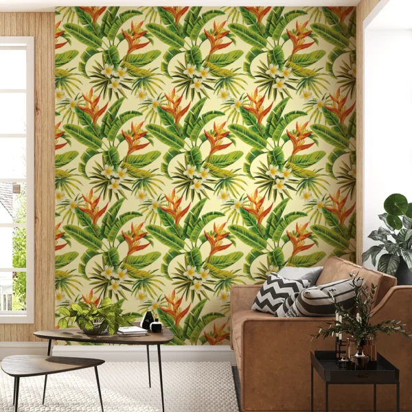 papel de parede floral tropical