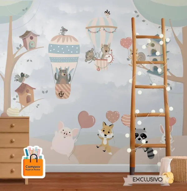 mural infantil aventura aerea animais Papel de Parede Mural Infantil Aventura Aerea com Animais Papel de Parede para Criancas comprar papel de parede.webp