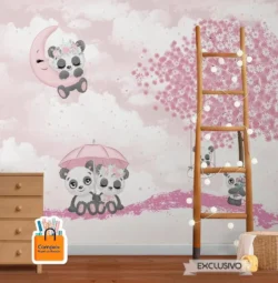 papel de parede infantil pandas encantadores loja Papel de Parede Infantil Pandas Encantadores Criancas comprar papel de parede.webp