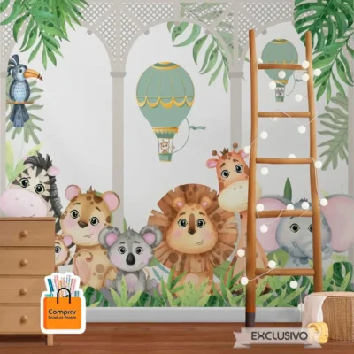 papel de parede infantil selva encantada