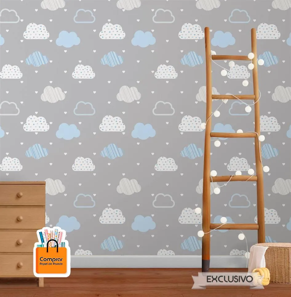 Papel de Parede Nuvenzinhas para Quarto Infantil papel de parede nuvenzinhas tema infantil compra papel de parede comprar papel de parede.webp