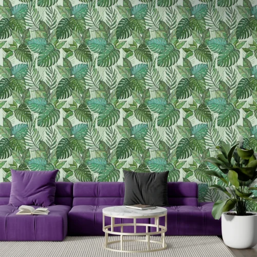 papel de parede folhagem tropical