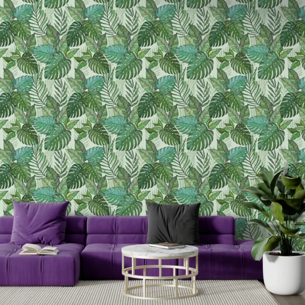 papel de parede folhagem tropical