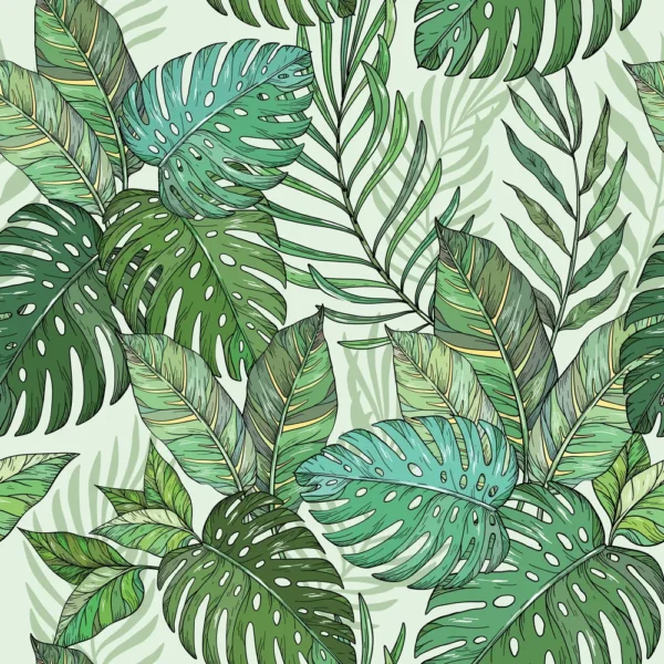 papel de parede folhagem tropical