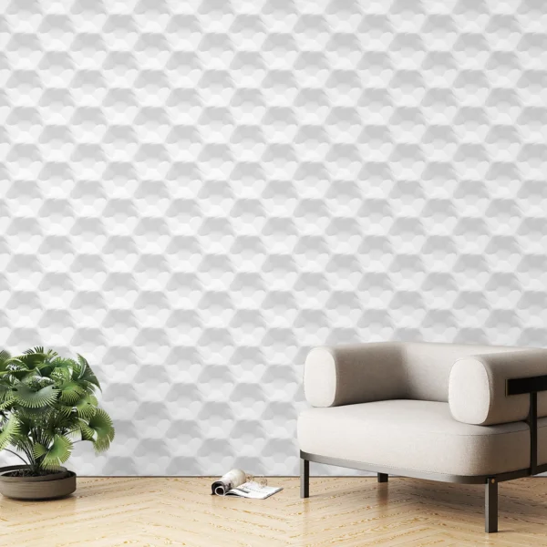 Papel de Parede 3D Branco com Padrão Orgânico