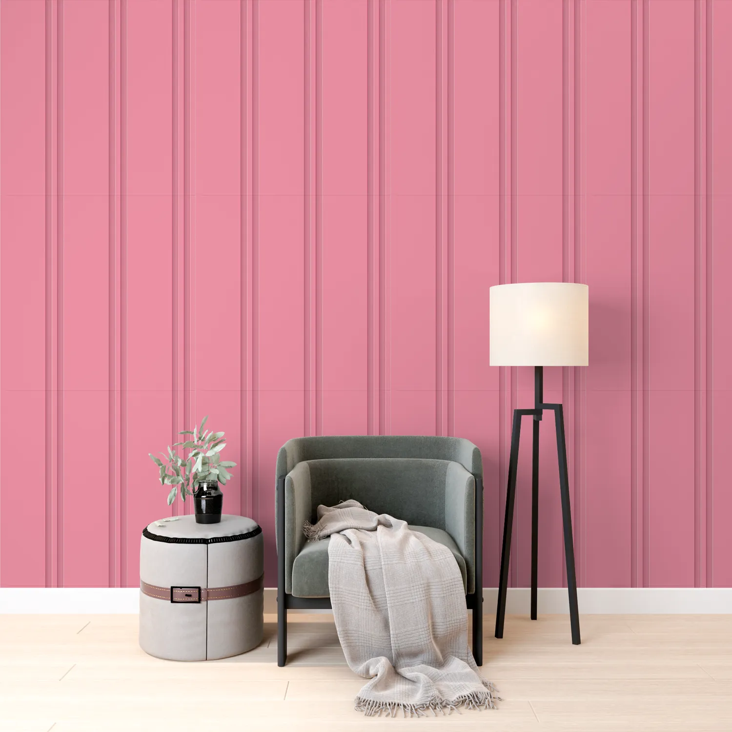 papel de parede ripado rosa