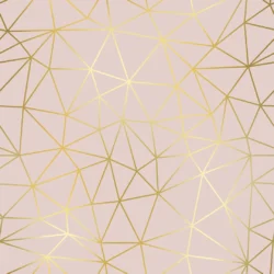 Papel de Parede Geométrico Zara Bege e Dourado