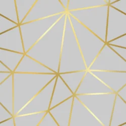 Papel de Parede Geométrico Zara Cinza Claro e Dourado