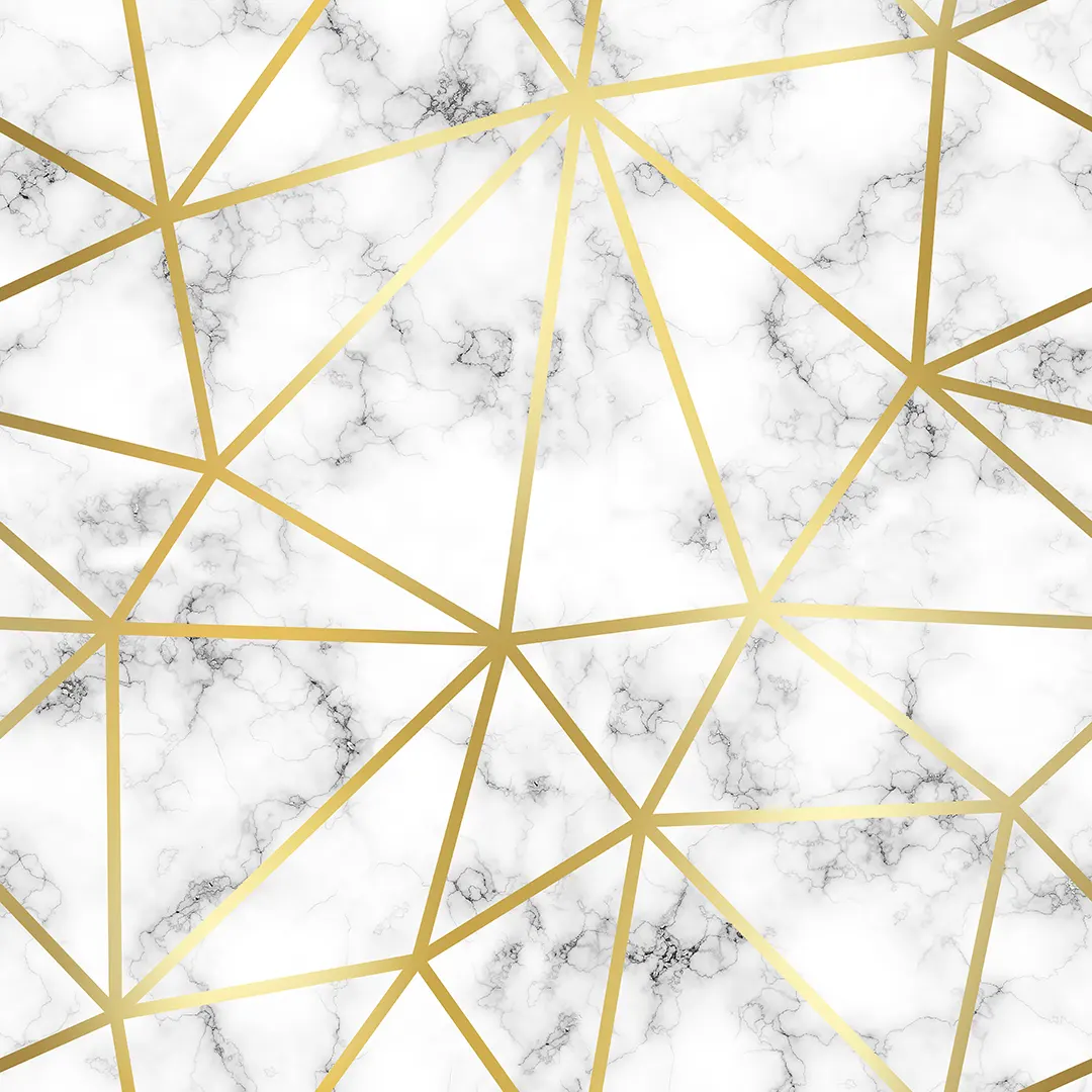 Papel de Parede Zara Geométrico Mármore Branco e Dourado